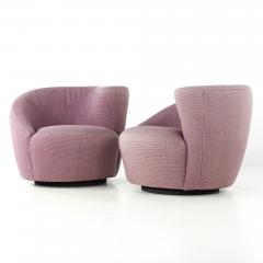 Vladimir Kagan Vladimir Kagan Style Mid Century Nautilus Purple Swivel Lounge Chairs Pair - 4497882