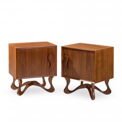 Vladimir Kagan Vladimir Kagan Style Mid Century Sculpted Walnut Nightstands Pair - 4536948
