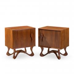 Vladimir Kagan Vladimir Kagan Style Mid Century Sculpted Walnut Nightstands Pair - 4537618