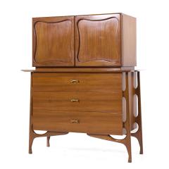 Vladimir Kagan Vladimir Kagan Style Mid Century Sculptural Walnut Highboy Dresser - 3920878