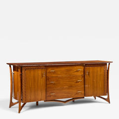 Vladimir Kagan Vladimir Kagan Style Mid Century Sculptural Walnut Lowboy Dresser - 4720422