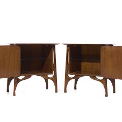 Vladimir Kagan Vladimir Kagan Style Mid Century Sculptural Walnut Nightstands Pair - 3920971