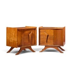 Vladimir Kagan Vladimir Kagan Style Mid Century Sculptural Walnut Nightstands Pair - 4755191