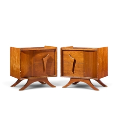 Vladimir Kagan Vladimir Kagan Style Mid Century Sculptural Walnut Nightstands Pair - 4760184