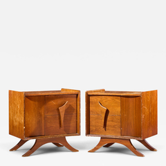 Vladimir Kagan Vladimir Kagan Style Mid Century Sculptural Walnut Nightstands Pair - 4760240