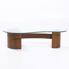 Vladimir Kagan Vladimir Kagan Style Mid Century Walnut and Glass Biomorphic Coffee Table - 4104163