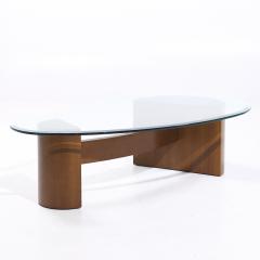 Vladimir Kagan Vladimir Kagan Style Mid Century Walnut and Glass Biomorphic Coffee Table - 4104164