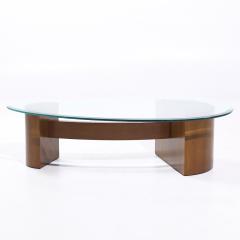 Vladimir Kagan Vladimir Kagan Style Mid Century Walnut and Glass Biomorphic Coffee Table - 4104168