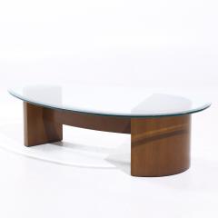Vladimir Kagan Vladimir Kagan Style Mid Century Walnut and Glass Biomorphic Coffee Table - 4104170