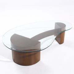 Vladimir Kagan Vladimir Kagan Style Mid Century Walnut and Glass Biomorphic Coffee Table - 4104171