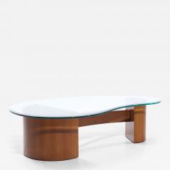 Vladimir Kagan Vladimir Kagan Style Mid Century Walnut and Glass Biomorphic Coffee Table - 4104412