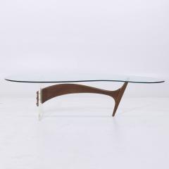 Vladimir Kagan Vladimir Kagan Style Mid Century Walnut and Lucite Kidney Shaped Coffee Table - 4153410