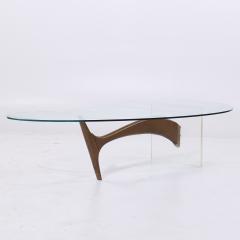 Vladimir Kagan Vladimir Kagan Style Mid Century Walnut and Lucite Kidney Shaped Coffee Table - 4153414