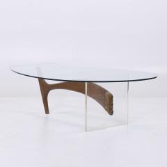Vladimir Kagan Vladimir Kagan Style Mid Century Walnut and Lucite Kidney Shaped Coffee Table - 4153416