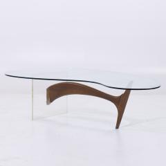 Vladimir Kagan Vladimir Kagan Style Mid Century Walnut and Lucite Kidney Shaped Coffee Table - 4527475