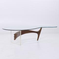 Vladimir Kagan Vladimir Kagan Style Mid Century Walnut and Lucite Kidney Shaped Coffee Table - 4527477