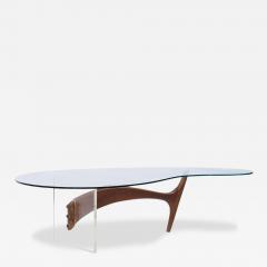 Vladimir Kagan Vladimir Kagan Style Mid Century Walnut and Lucite Kidney Shaped Coffee Table - 4527657