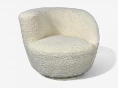Vladimir Kagan Vladimir Kagan Style White Boucle Nautilus Style Swivel Chairs USA 1970s - 4382142