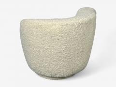 Vladimir Kagan Vladimir Kagan Style White Boucle Nautilus Style Swivel Chairs USA 1970s - 4382147