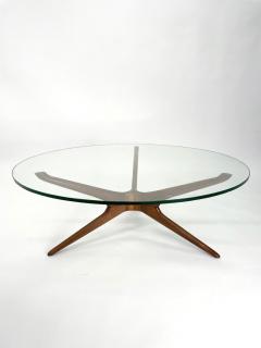 Vladimir Kagan Vladimir Kagan Tri Symmetric Coffee Table in Walnut with Glass Top - 3166329