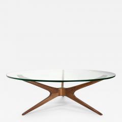 Vladimir Kagan Vladimir Kagan Tri Symmetric Coffee Table in Walnut with Glass Top - 3170636