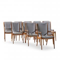 Vladimir Kagan Vladimir Kagan VK101 VK102 Sculpted Walnut and Leather Sling Chairs Set of 12 - 4492002