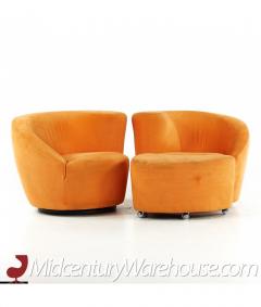 Vladimir Kagan Vladimir Kagan for Directional Mid Century Lounge Chairs with Ottoman Pair - 3066865