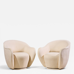 Vladimir Kagan Vladimir Kagan for Directional Model 100A Mid Century Swivel Lounge Chair Pair - 4698287