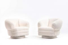 Vladimir Kagan Vladimir Kagan for Directional Pair of Ivory Boucl Swivel Chairs - 1976336