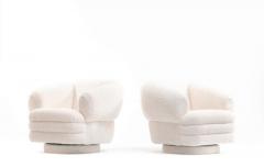 Vladimir Kagan Vladimir Kagan for Directional Pair of Ivory Boucl Swivel Chairs - 1976343