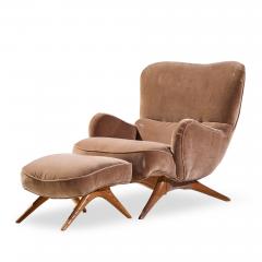 Vladimir Kagan Vladimir Kagan for Dreyfuss Mid Century Highback Barrel Lounge Chair and Ottoman - 4531380