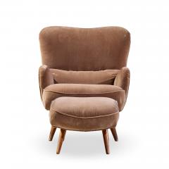 Vladimir Kagan Vladimir Kagan for Dreyfuss Mid Century Highback Barrel Lounge Chair and Ottoman - 4531381