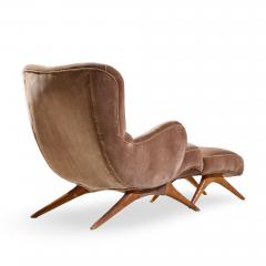 Vladimir Kagan Vladimir Kagan for Dreyfuss Mid Century Highback Barrel Lounge Chair and Ottoman - 4531384
