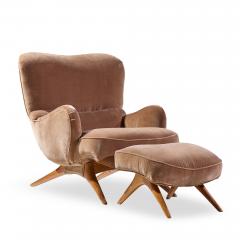 Vladimir Kagan Vladimir Kagan for Dreyfuss Mid Century Highback Barrel Lounge Chair and Ottoman - 4532515