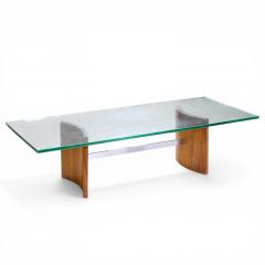 Vladimir Kagan Vladimir Kagan for Selig Mid Century Walnut and Glass Propeller Coffee Table - 4545209