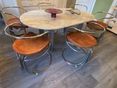 Vladimir Tatlin MODERNIST TUBULAR CHROME AND LEATHER ITALIAN DINING CHAIRS - 2314201
