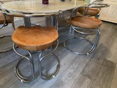 Vladimir Tatlin MODERNIST TUBULAR CHROME AND LEATHER ITALIAN DINING CHAIRS - 2314204