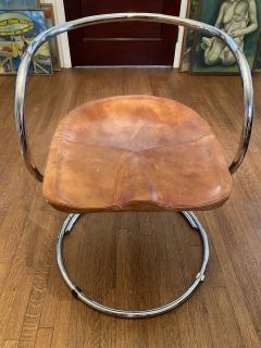 Vladimir Tatlin MODERNIST TUBULAR CHROME AND LEATHER ITALIAN DINING CHAIRS - 2314211
