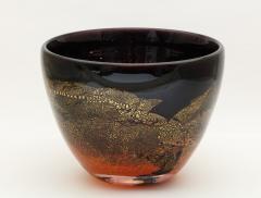 Volcanic Red and Black Terre Des Arts Handblown Glass Bowl - 3055477