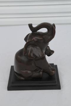 Vtg Pair ART DECO Baby Elephant BookEnds Bronzed Metal - 4175059
