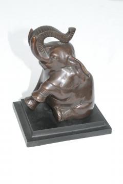 Vtg Pair ART DECO Baby Elephant BookEnds Bronzed Metal - 4175069