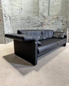 W K Wohnen Post Modern Black Leather Sofa Germany 1980 - 3518224