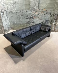 W K Wohnen Post Modern Black Leather Sofa Germany 1980 - 3518225