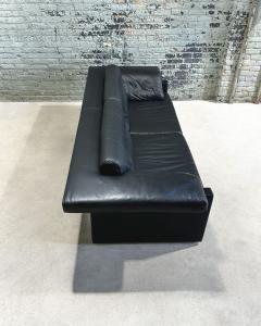 W K Wohnen Post Modern Black Leather Sofa Germany 1980 - 3518227