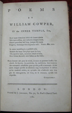 WILLIAM COWPER WILLIAM COWPER 1731 1800 POEMS BY WILLIAM COWPER OF THE INNER TEMPLE ESQ  - 2762599