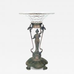 WMF Silver Plate Art Nouveau Woman Holding Glass Dish Over Her Head Circa 1900 - 4345362