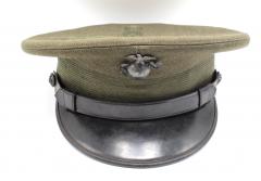 WWII USMC Officers Visor Cap Joe Foss Embossed on the Sweatband - 3672807