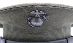 WWII USMC Officers Visor Cap Joe Foss Embossed on the Sweatband - 3672813