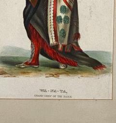 Wa Na Ta Grand Chief of the Sioux McKenney Hall Engraving 19th Century - 2859456