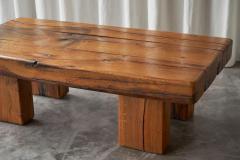 Wabi Sabi Brutalist Style Solid Oak Coffee Table Mid 20th Century - 4528522